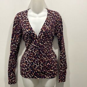Merona animal print button up cardigan size medium